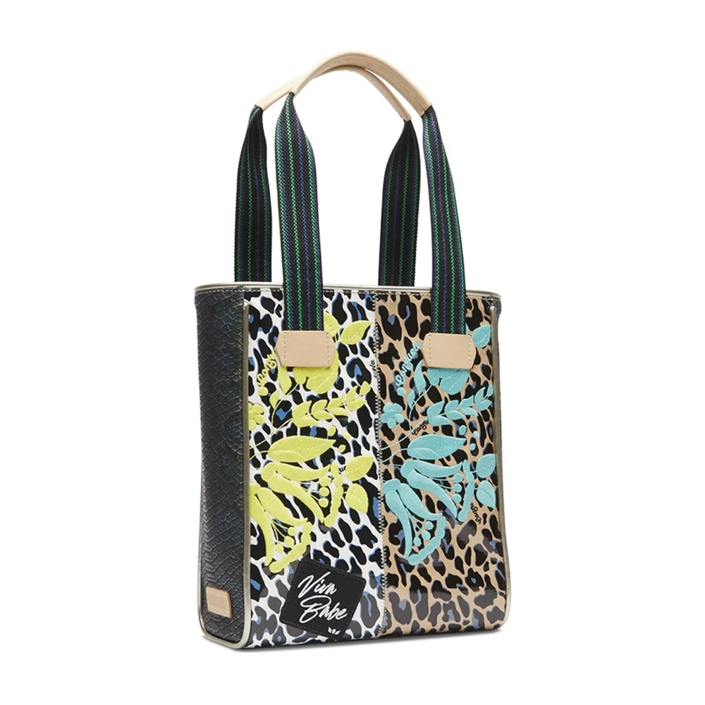 Consuela Duo Chica Tote Cheetah Blue Jag NWT New Leather